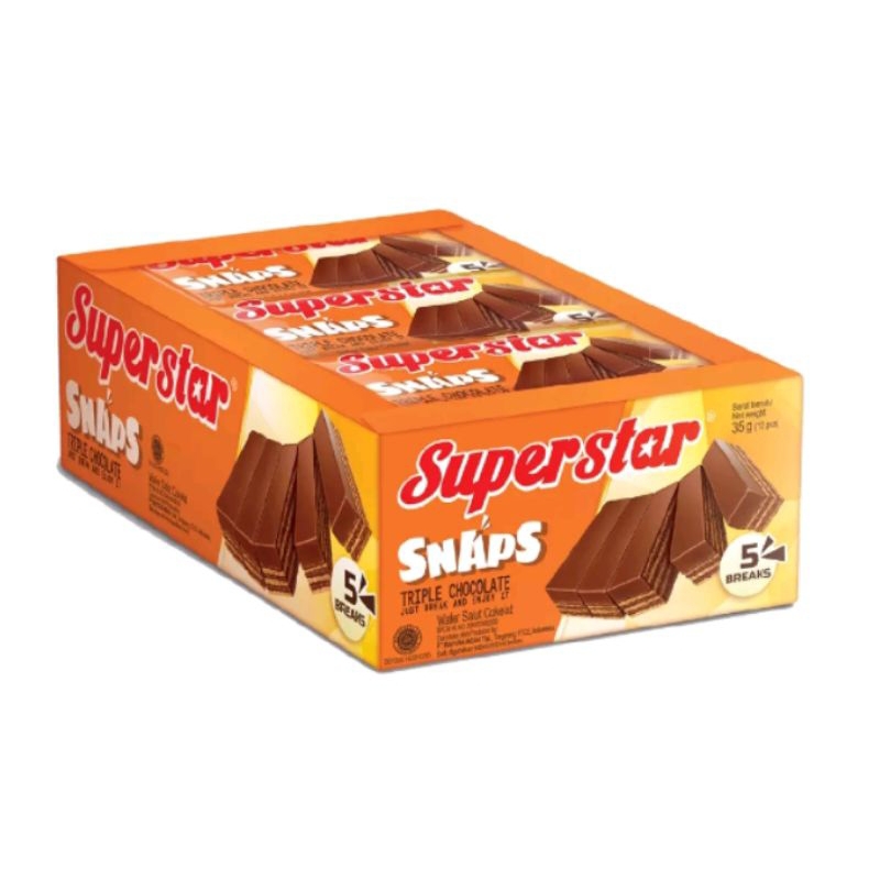 

BOX - SUPERSTAR Snaps Wafer Cokelat Super Star Snap Isi 12 X 28gr