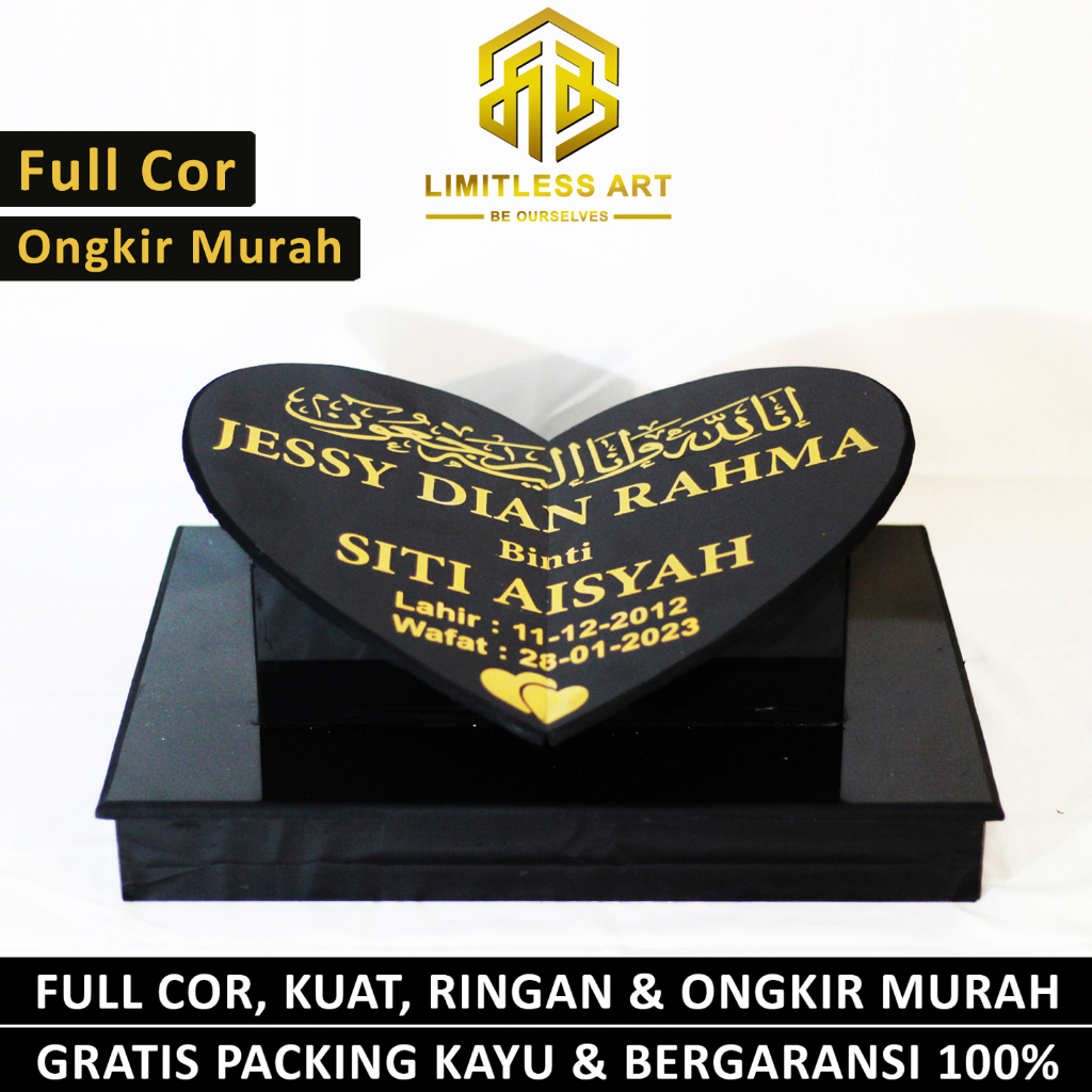 Batu Nisan Makam Love Granit Maesan Kepala Kijing Full Set Hitam Putih Kuburan Asli Ukir Murah Keram