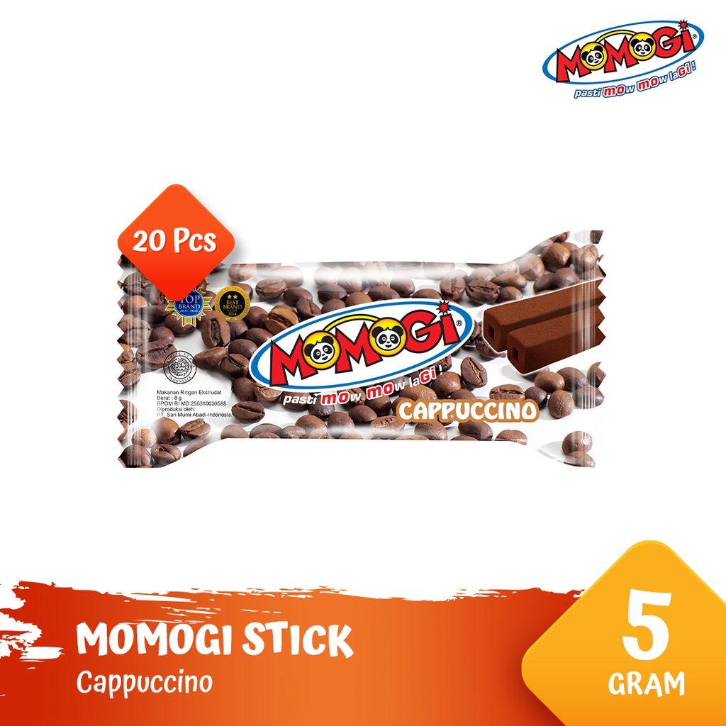 

MOMOGI Stick Snack Rasa Cappucino Makanan Ringan (1 box isi 20 pcs @5 gram)