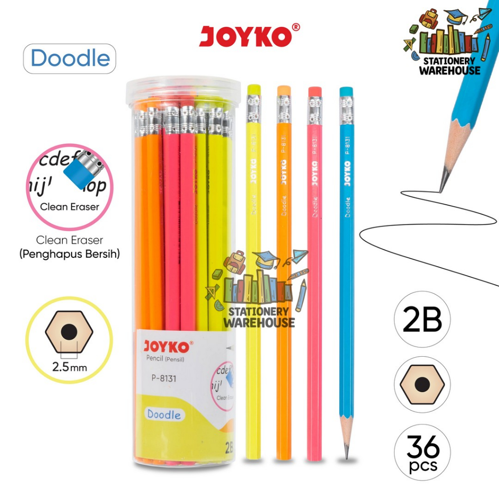 

Pencil Pensil Joyko P-8131 2B 1 Drum 36 Pcs Doodle