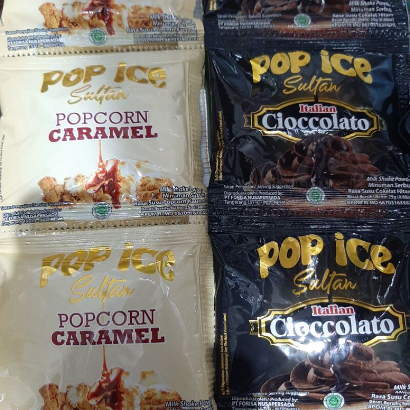 

Pop ice chocolatos dan caramel renteng