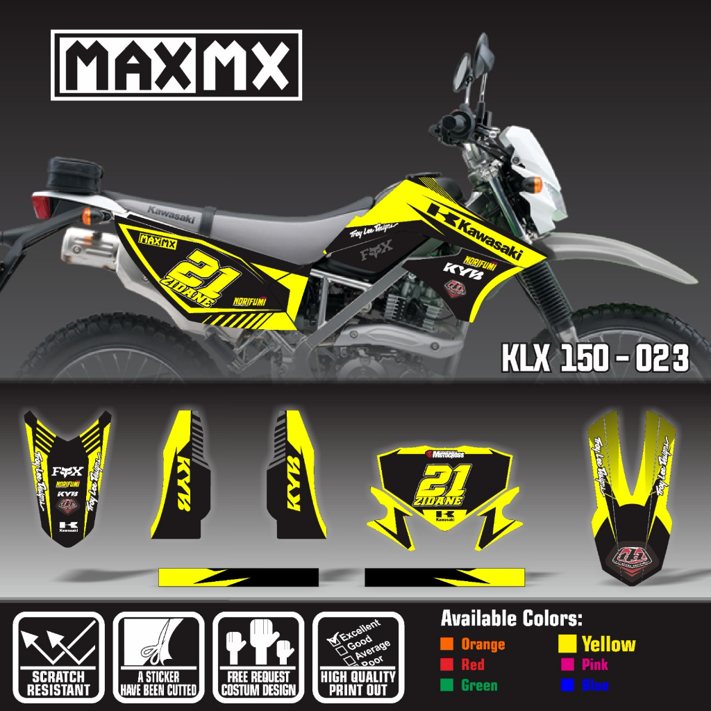 decal stiker keren full body klx 150 old hitam list kuning
