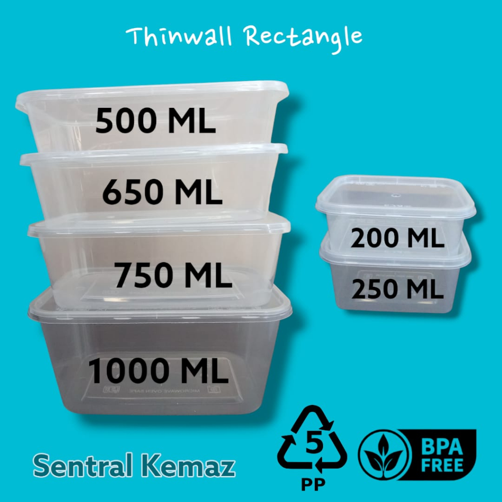THINWALL RECTANGLE KCS 200 ML KEMASAN MAKANAN isi 25pcs