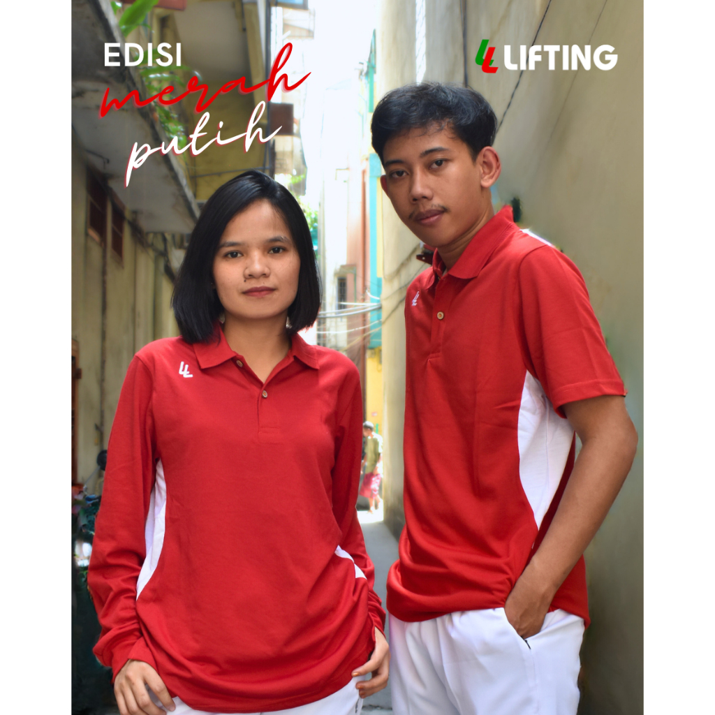 KAOS / BAJU MERAH PUTIH AGUSTUSAN TANGAN PANJANG PENDEK LIFTING TASHA / T-SHIRT SENAM OLAHRAGA INDON