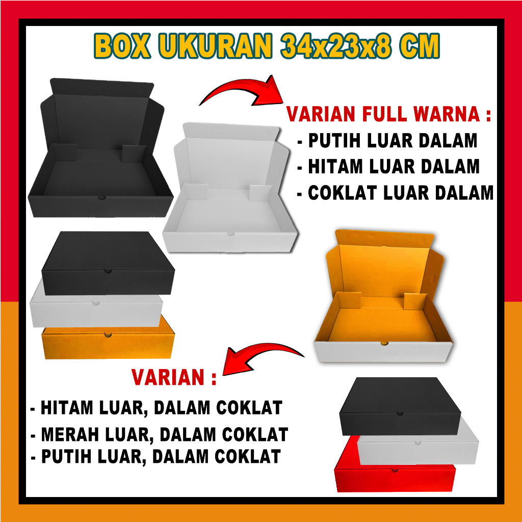 

(PAKET 10 PCS) Box 34x23x8 Cm (Lipat Depan)/Box Hampers/Box Mukenah/Kardus Polos / Bucket 1kg