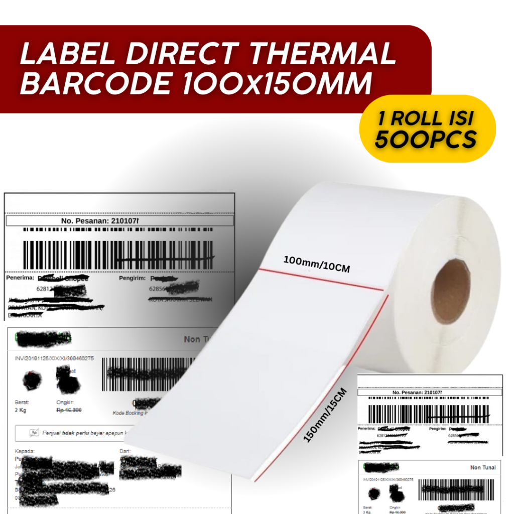 

Kertas Label Barcode Direct Thermal 1 Kolom 100x150mm - [500 PCS]