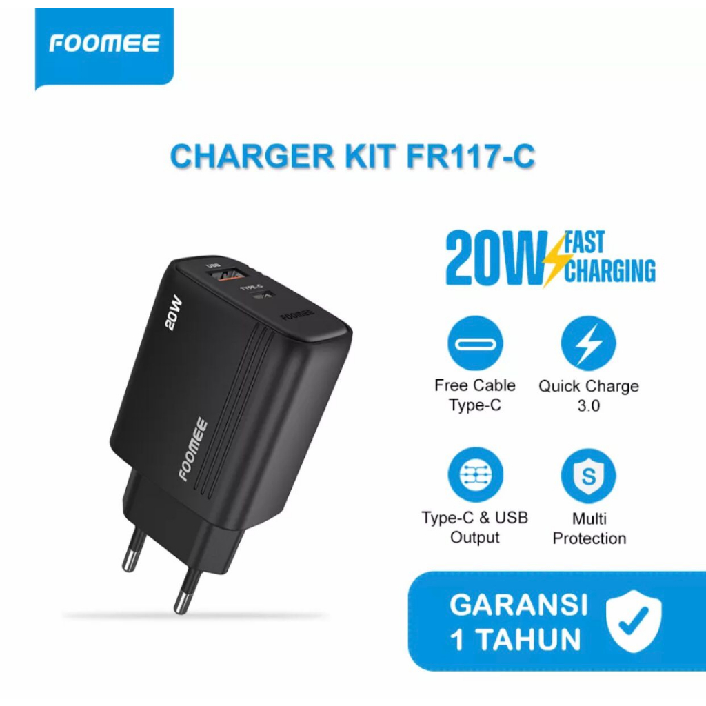 FOOMEE FR117-C QUICK CHARGER KIT 3.0A 20W PD Original Foomee