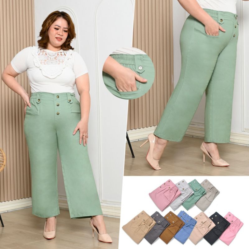 Celana Panjang Kulot 10031982 Jumbo Size 34 / Celana Kaki Lebar / Culotte Big Size / Celana Square P