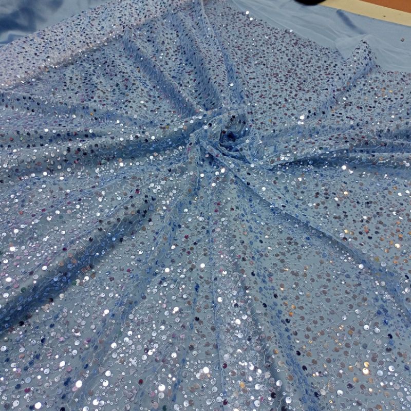 TERMURAH Kain Tulle Payet Sequin | Tile Spangle / Tile Zuhair Payet Penuh | Tile Payet Kebaya