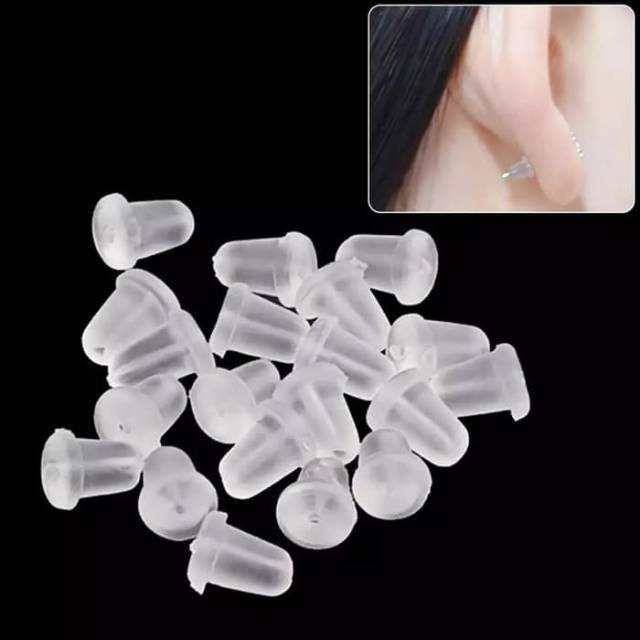 Tutup Anting Isi 10pcs Bahan Karet Aksesoris Wanita Karet Belakang Tutup Giwang Kecil Material Rubbe
