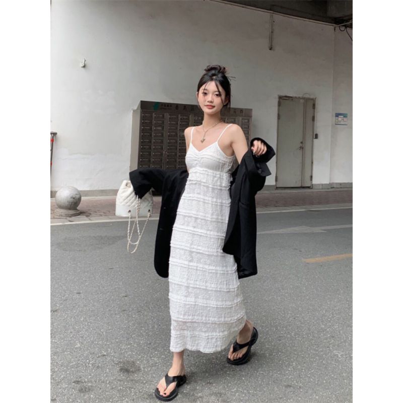 QUEEN SAKURA - Q11318D - SISI PREMIUM LACE SLIP DRESS IMPORT - DRESS LACE PREMIUM TANPA LENGAN CASUA