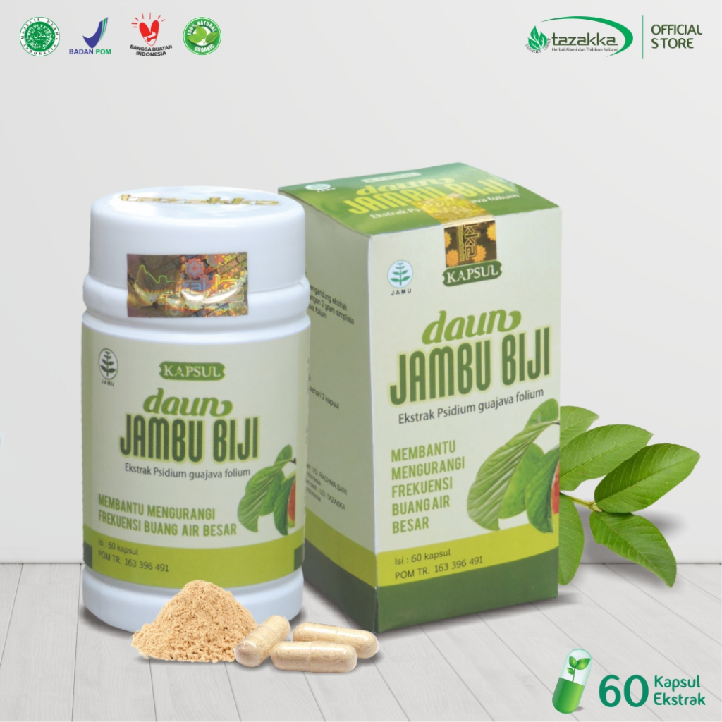 

Kapsul Daun Jambu Biji Kering Herbal Tazakka Original Halal BPOM Isi 60 Extract Capsule Obat Diare Dewasa Mules Mencret BAB Villa Herbal
