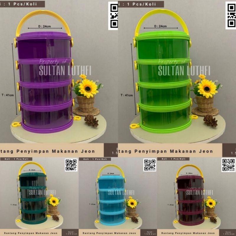 Rantang Penyimpanan Makanan 4 Susun Jeon / rak lauk 4 susun moderen / tudung saji 4 susun moderen