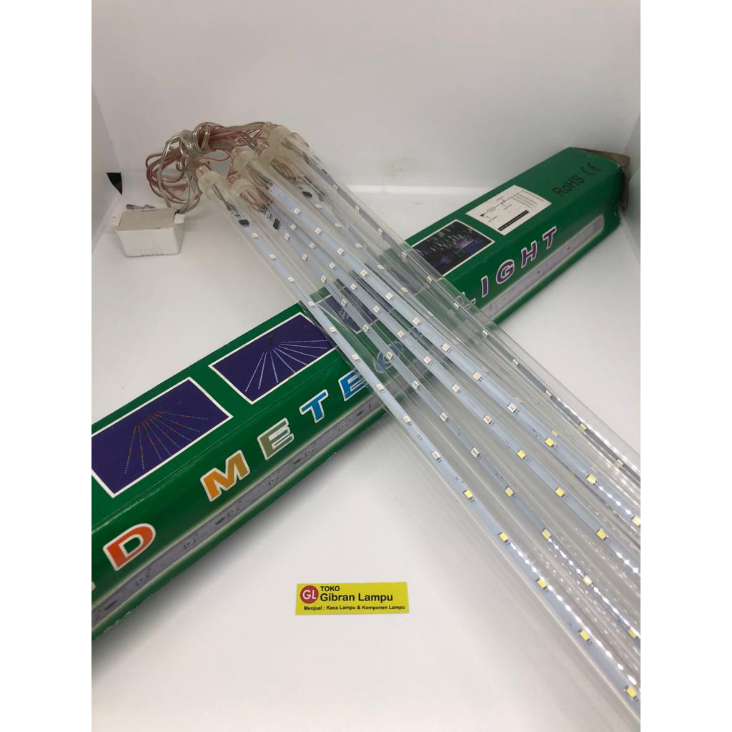 LED Meteor Merah Putih - Lampu 8 Tabung Warna Merah Putih