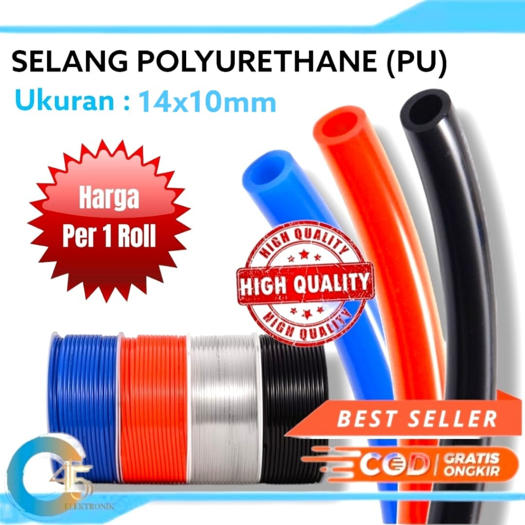 SELANG ANGIN PNEUMATIC PU HOSE SELANG POLYURETHANE (PU) 14x10MM