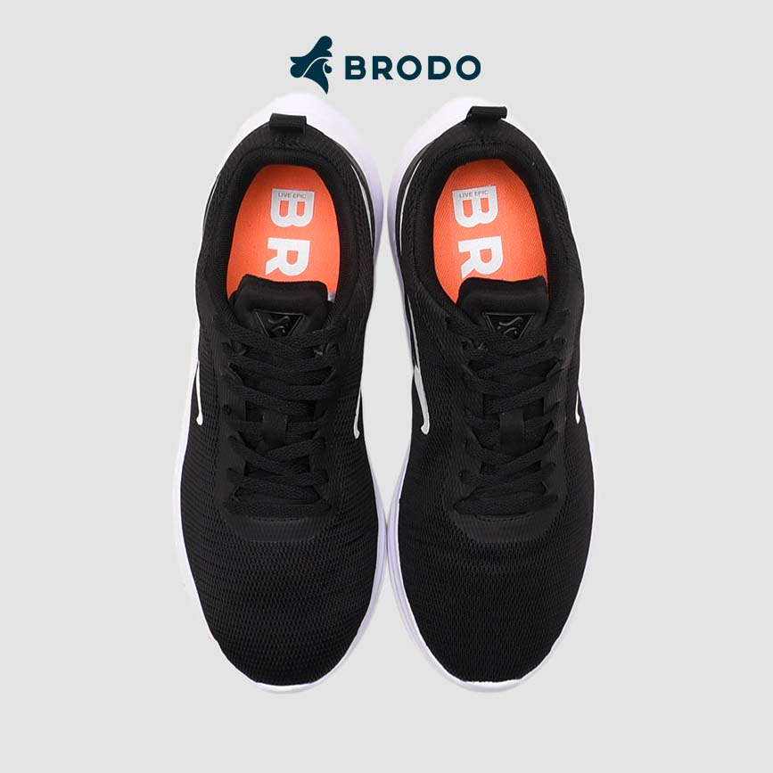 BRODO Active Sprint 2.0 Black White Original Sepatu Sneakers Pria Lari Sport Hitam