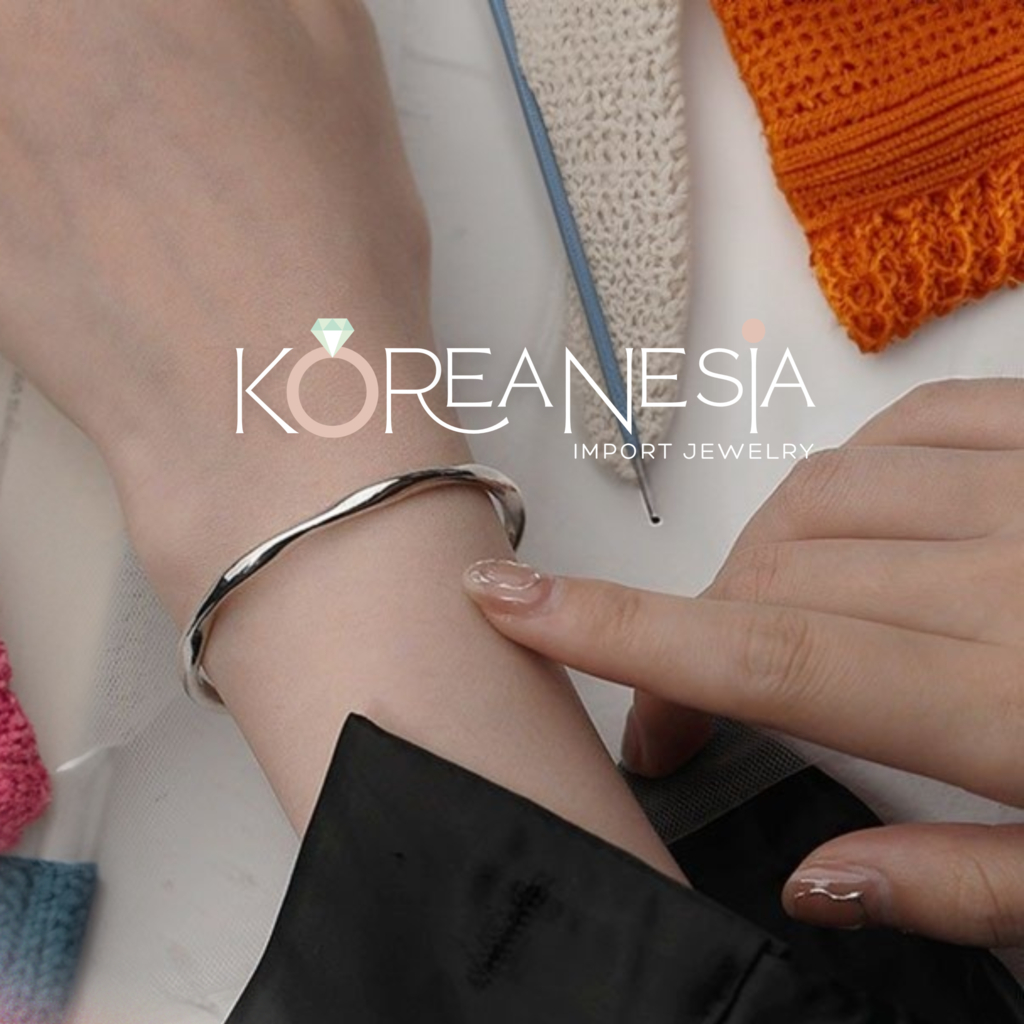 KOREANESIA JEWELRY - Gelang Perak S925 bertekstur Gelang Wanita Korea Murah Anti Karat KRN70 Gelang 
