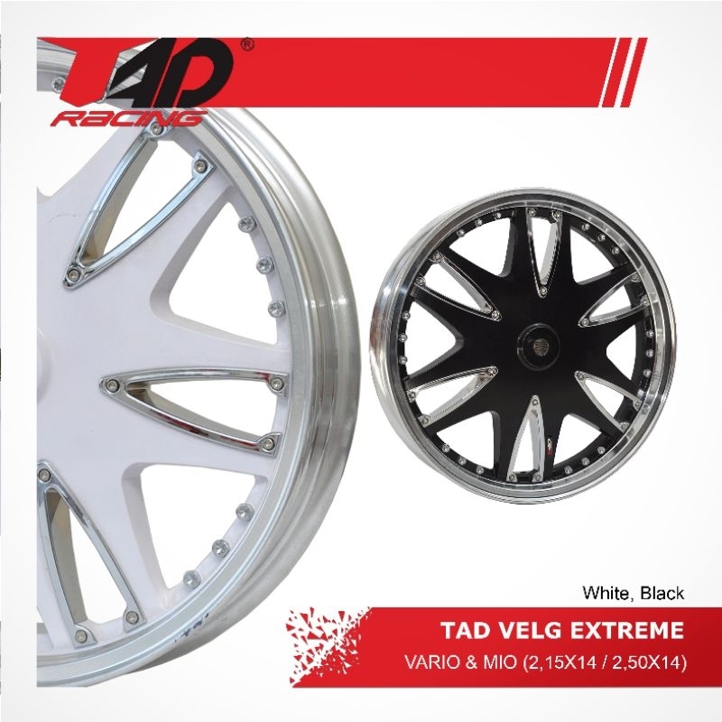 Velg Tad model lebar Extreme Mio Sporty Mio Soul White Set depan dan belakang