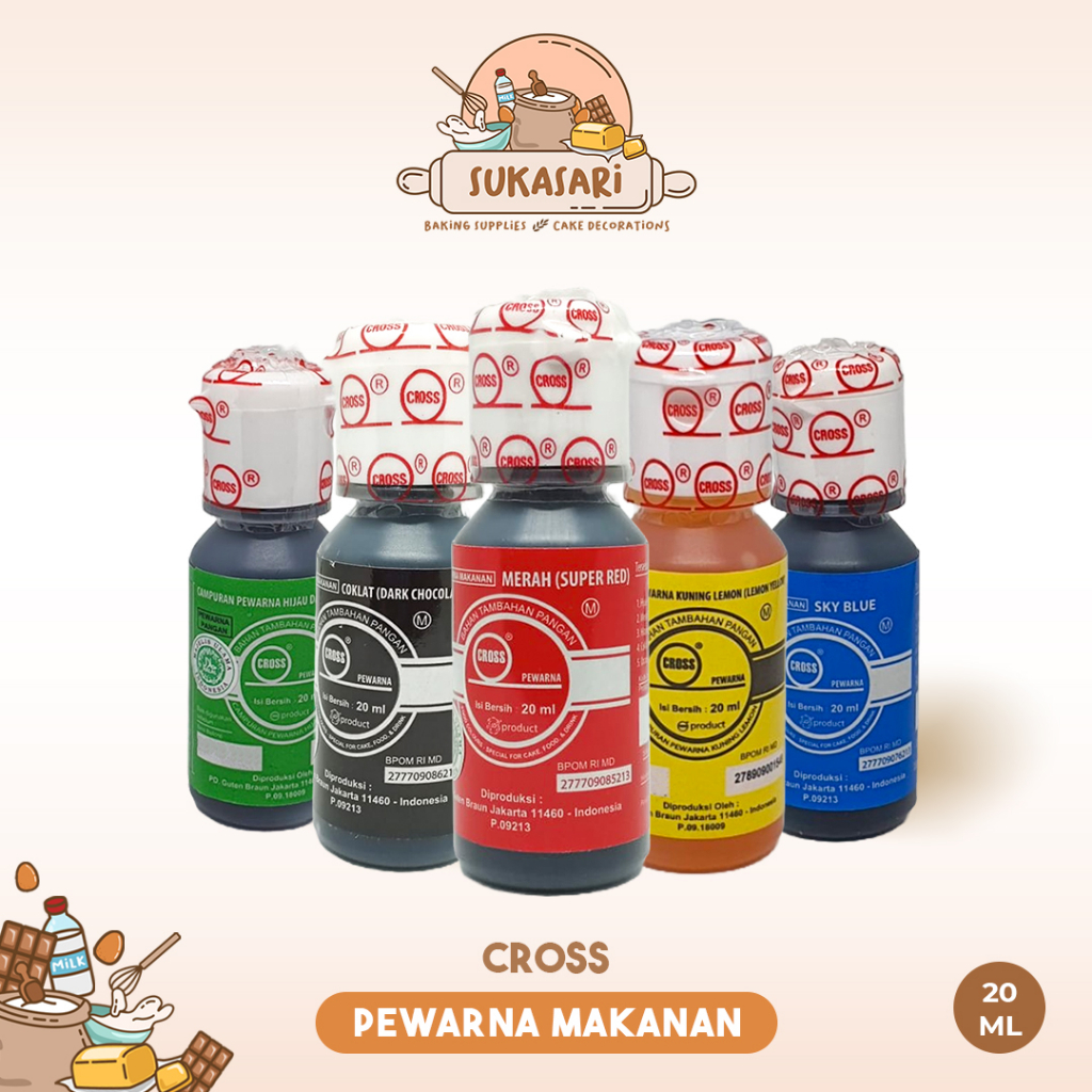 

Sukasari - Pewarna Makanan 20ml / Cross Food Coloring Oil Based