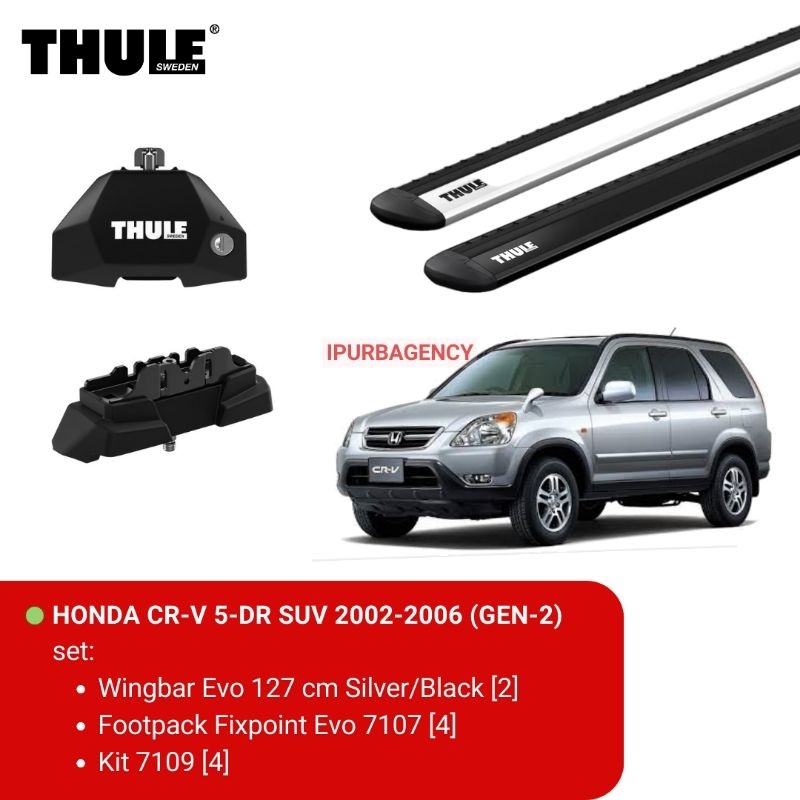 Cross bar set Thule Fixpoint evo 7107 - CRV Gen-2 2002-2006