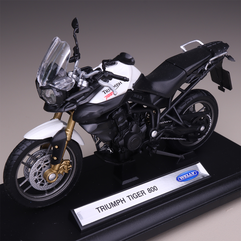 Miniatur Motor Welly Triumph Tiger 800 Skala 1:18 Diecast Mainan Koleksi