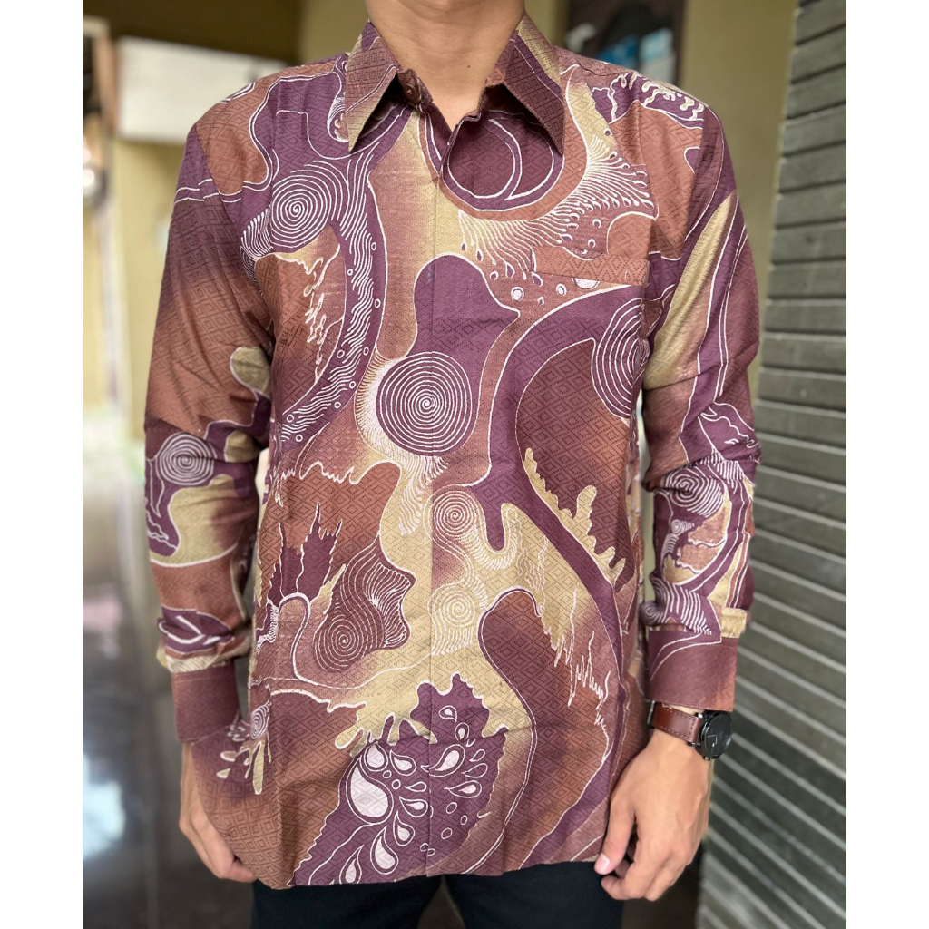 KRD ungu KEMEJA LENGAN PANJANG/PENDEK BATIK RISNA DOBBY