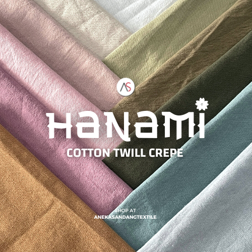 Kain Hanami katun twill crepe full cotton per 0,5 yard