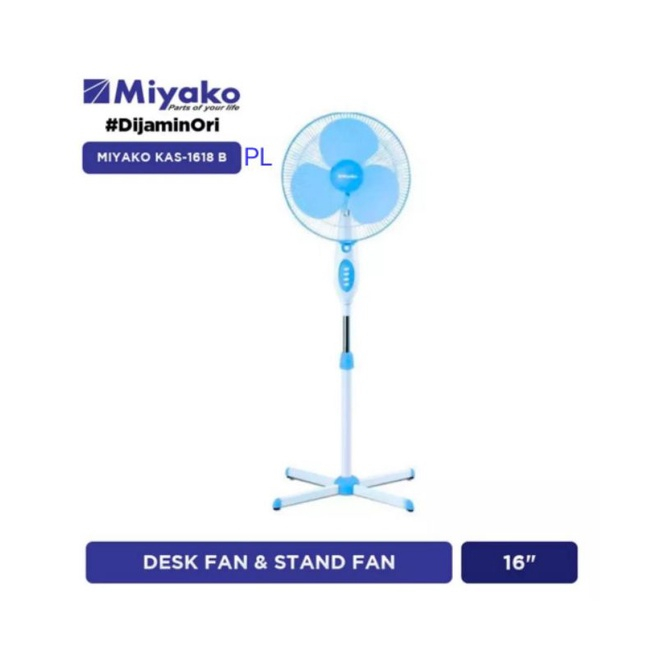 Miyako KAS1618 Kipas Angin Berdiri Duduk Meja Miyako Stand Fan 16inch KAS-1618BGB
