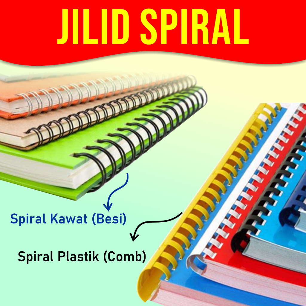 

(FREE COVER..!!!) JILID SPIRAL RING KAWAT BESI PLASTIK COMB (Ukuran A5 up to F4)
