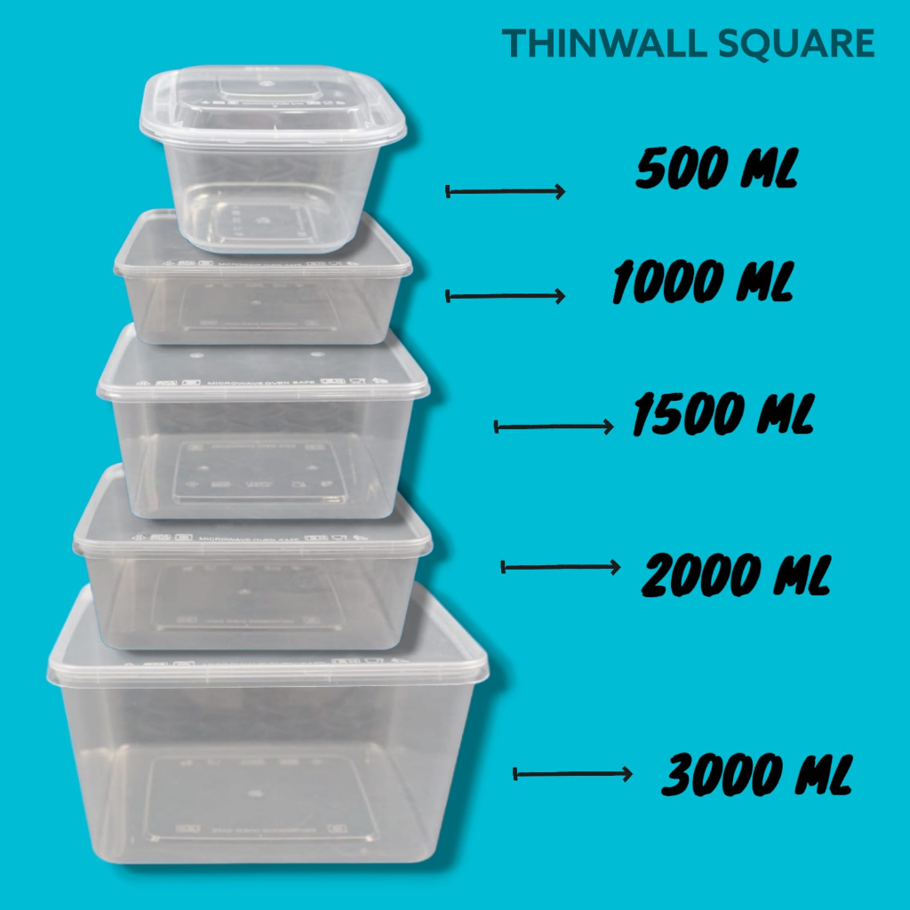 THINWALL SQUARE KCS 1500 ML KEMASAN MAKANAN /KOTAK ISI 25PCS