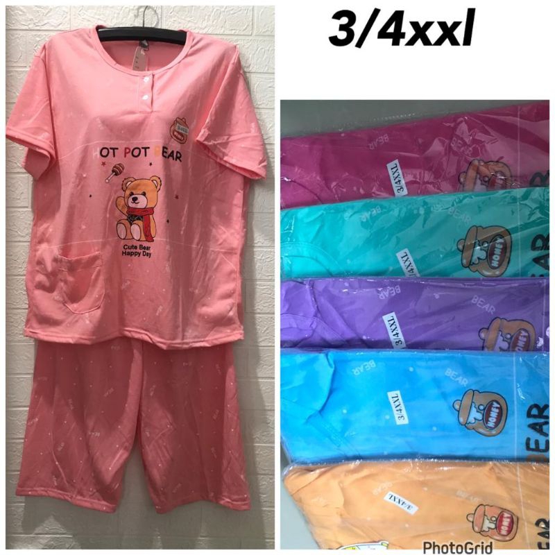 Stelan Baju Tidur Kaos CP Jumbo BIG SIZE Babydoll Celana Pendek Wanita