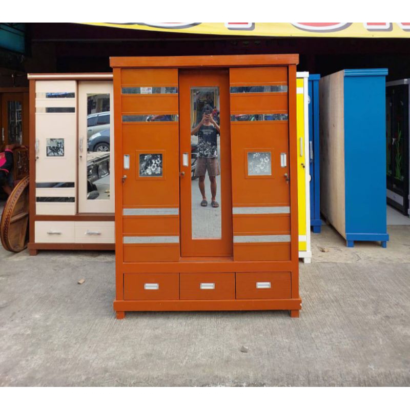 Lemari pakaian sleding 3pintu Handle tanam (bekasi)