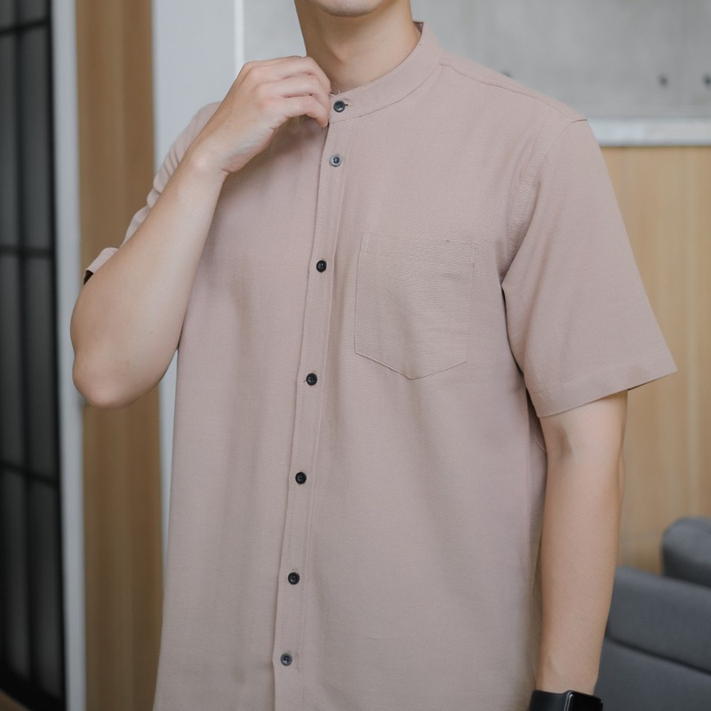 [BEST SELLER KEMKO LINEN] Kemeja Pria Lengan Pendek Kemko Linen Fatih Polos Premium Original Kualita