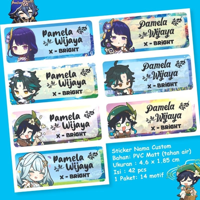 

Sticker nama Genshin Impact series Chibi Custom