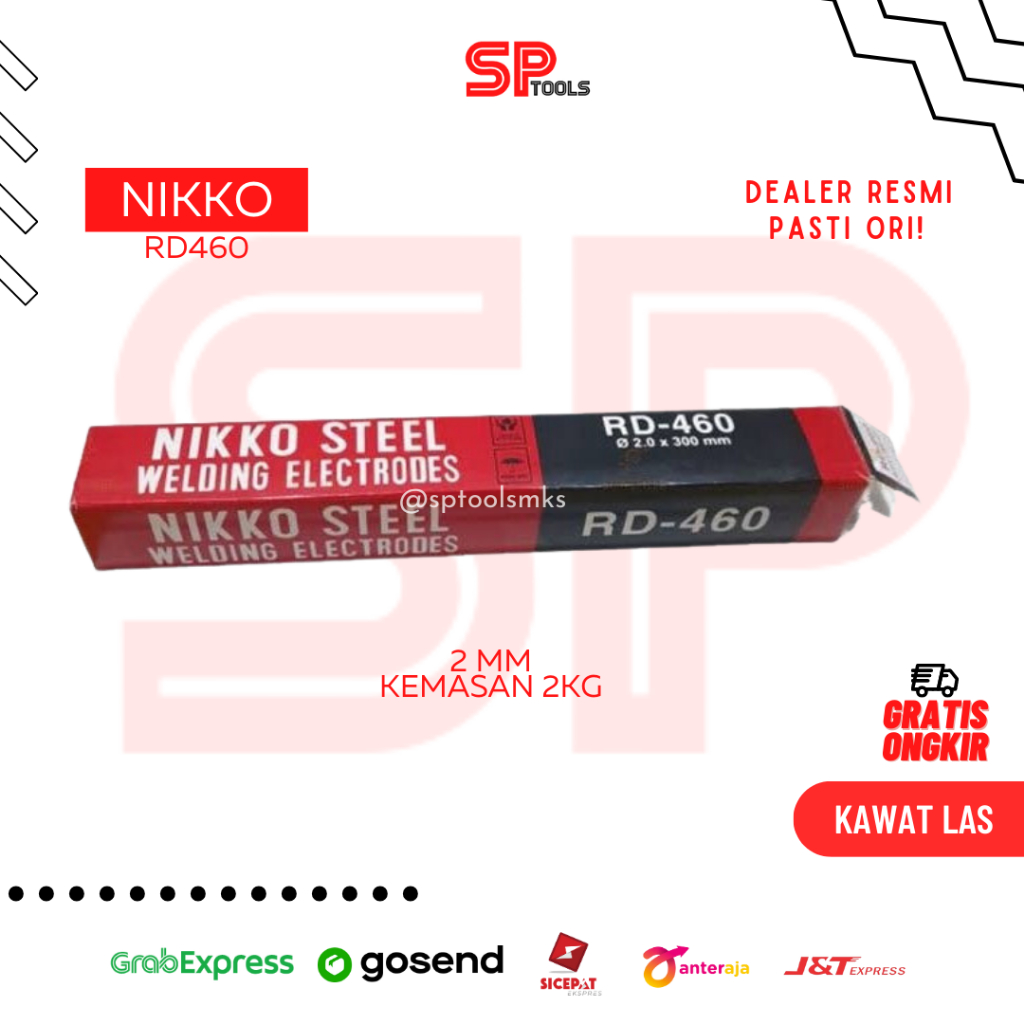 KAWAT LAS NIKKO STEEL 2.0 MM 2MM X 350 MM (2 KG) RD460 RD-460 RD 460