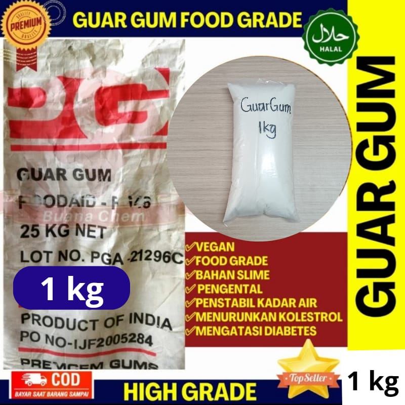 

Guar Gum 1 kg India Premium / Guar Gums Food Grade / Barrel O Slime