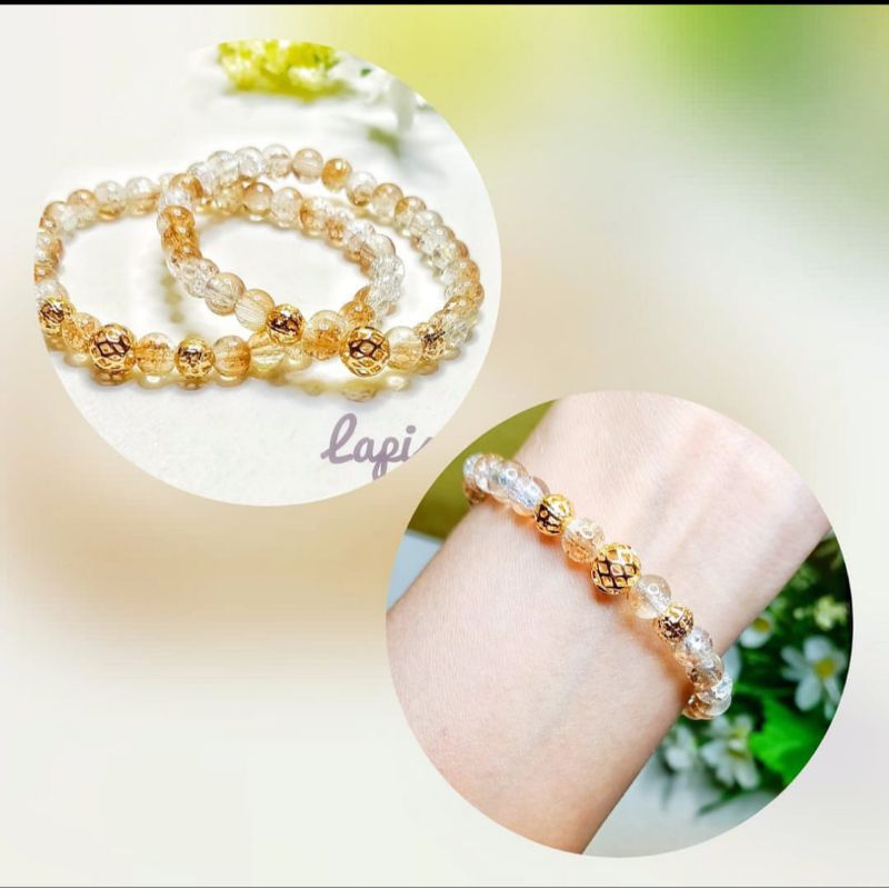 Gelang Tangan Wanita Batu Pecah Lapis Emas