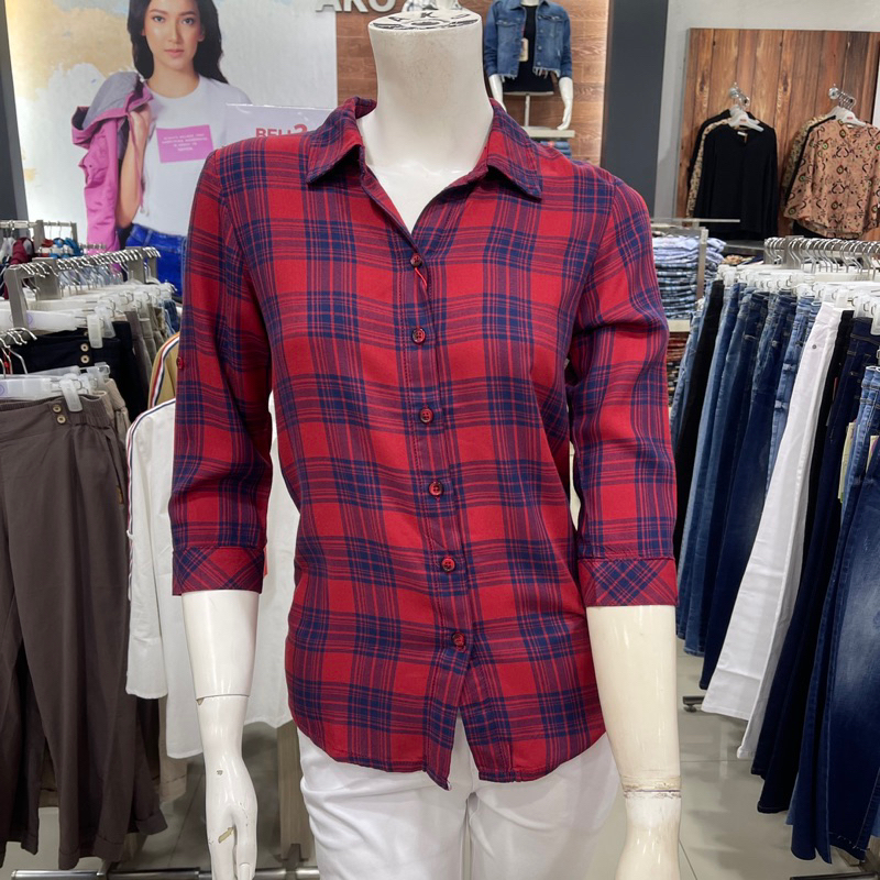 SALE Kemeja wanita kotak-kotak AKO (S-XXL)