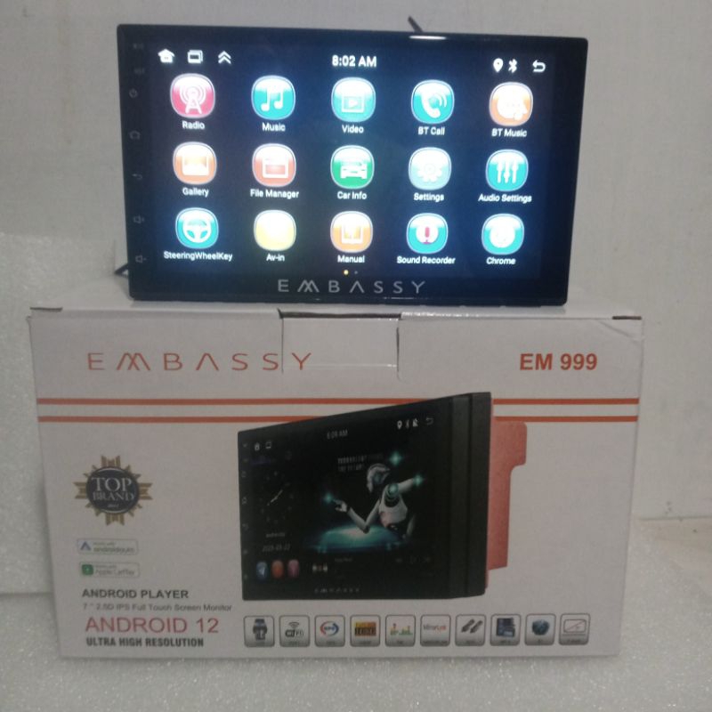 Head unit Android Embassy 7 Inch RAM 2GB/32 car play