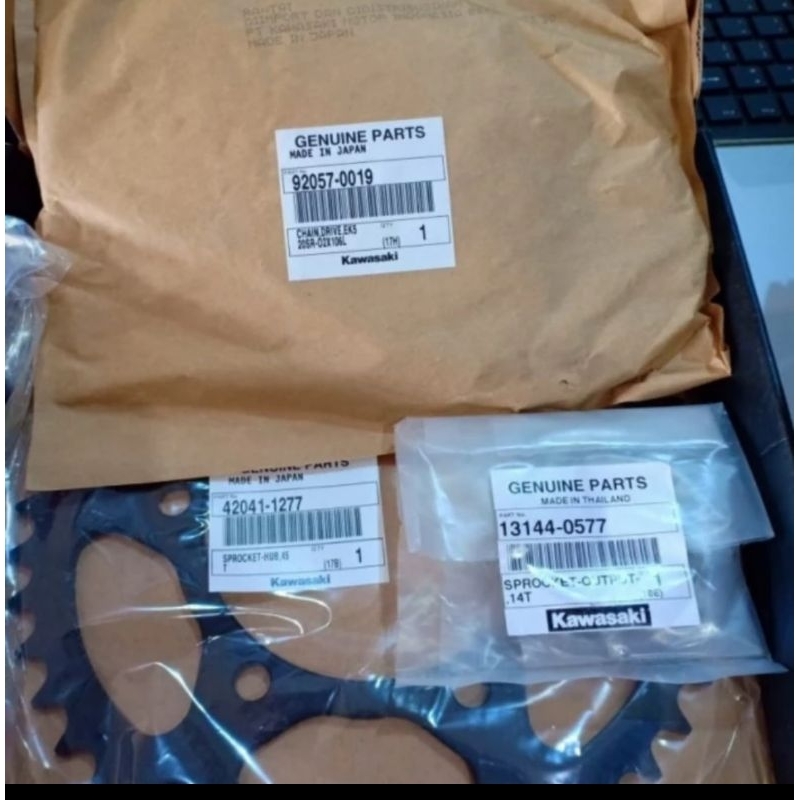 Gear Set Rantai Ninja 250 Karbu Ninja 250 R Original Kawasaki