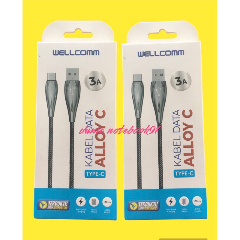 KABEL DATA USB TO TYPE C SUPORT FAST CHARGING MERK WELLCOMM