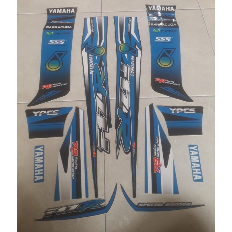 STIKER STRIPING LIS BODY MOTOR YAMAHA FIZR VARIASI HITAM BIRU SPECIAL EDITION FIZ R F1ZR MENOLAK PUN
