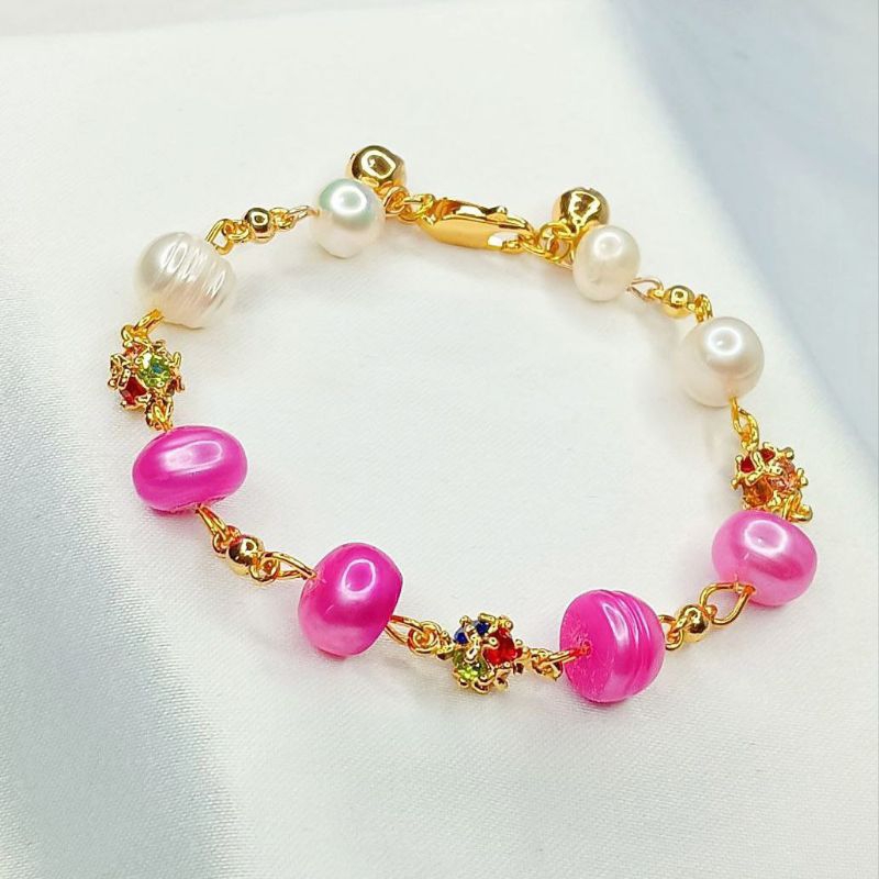 BERSERTIFIKAT GELANG MUTIARA AIR TAWAR LOMBOK SUPER WARNA PINK