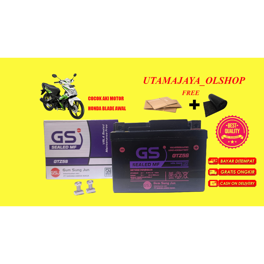 Aki Motor Honda BLADE LAMA Beat KARBU DAN BEAT FI VARIO 110 CC GS GTZ5 Accu Kering MF