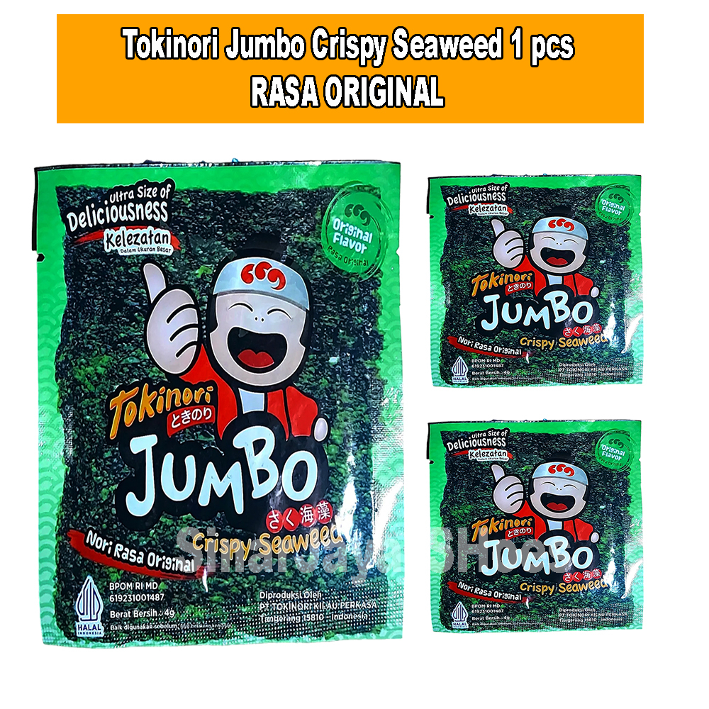 

(Satuan) Tokinori Jumbo Crispy Seaweed Rumput Laut Nori Originals Halal 4gr