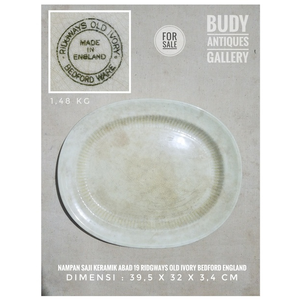 Nampan Saji Keramik Kuno Ridgways Old Ivory Bedford England