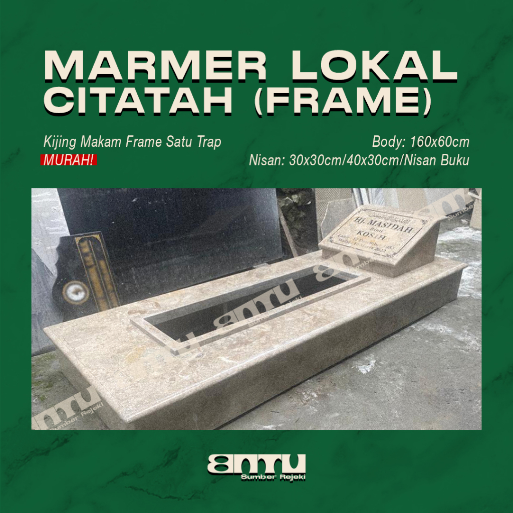 Kijing Makam Frame Marmer Alam Lokal (1 Trap)