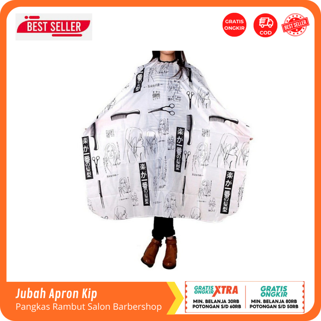 Jubah Apron Kip Baju Pangkas Rambut Salon Barbershop Cape Warna Putih