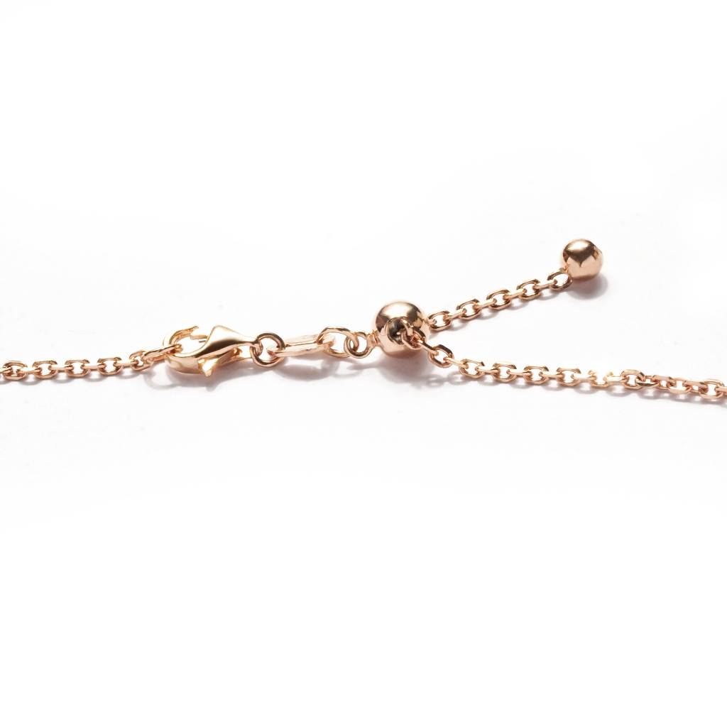 Kalung Rantai Serut 7K - Dahlia Gold Necklace -  Rosy Pink - Juene Jewelry