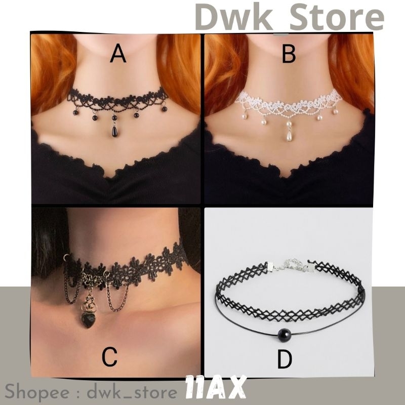 Kalung Chokker Coker Choker Hitam Ghotic Wanita